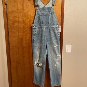 NWT Abercrombie & Fitch Women's Destroyed Straight Overalls Small